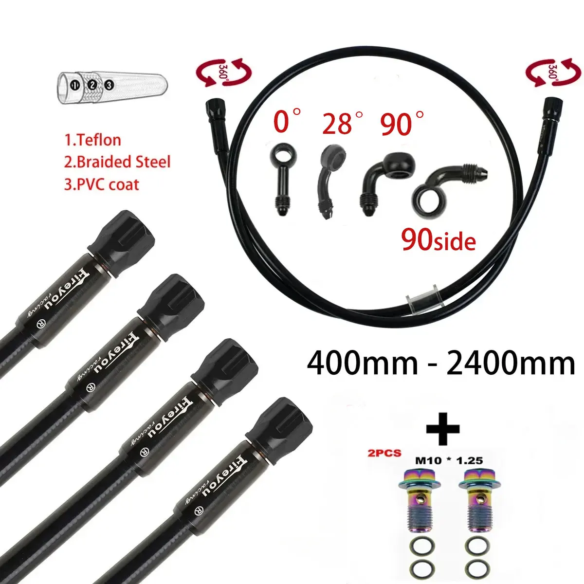 AN3 Selang Rem Kepang Sepeda M - Motorcycle Brake Cable ulasan dan harga